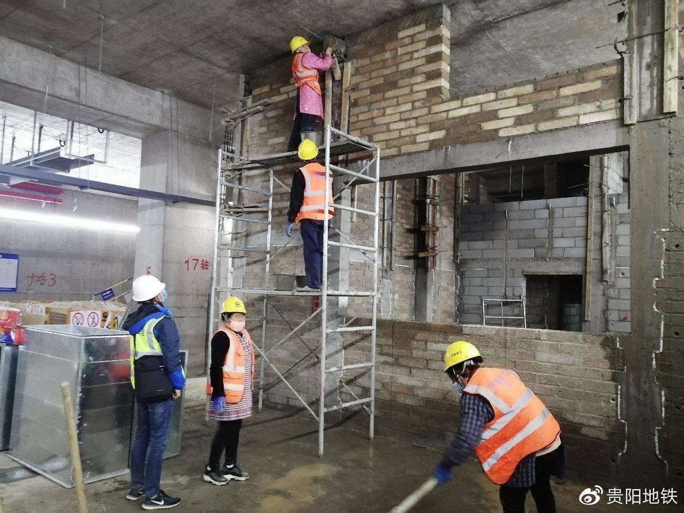 观山西路站砌筑工程基本完成